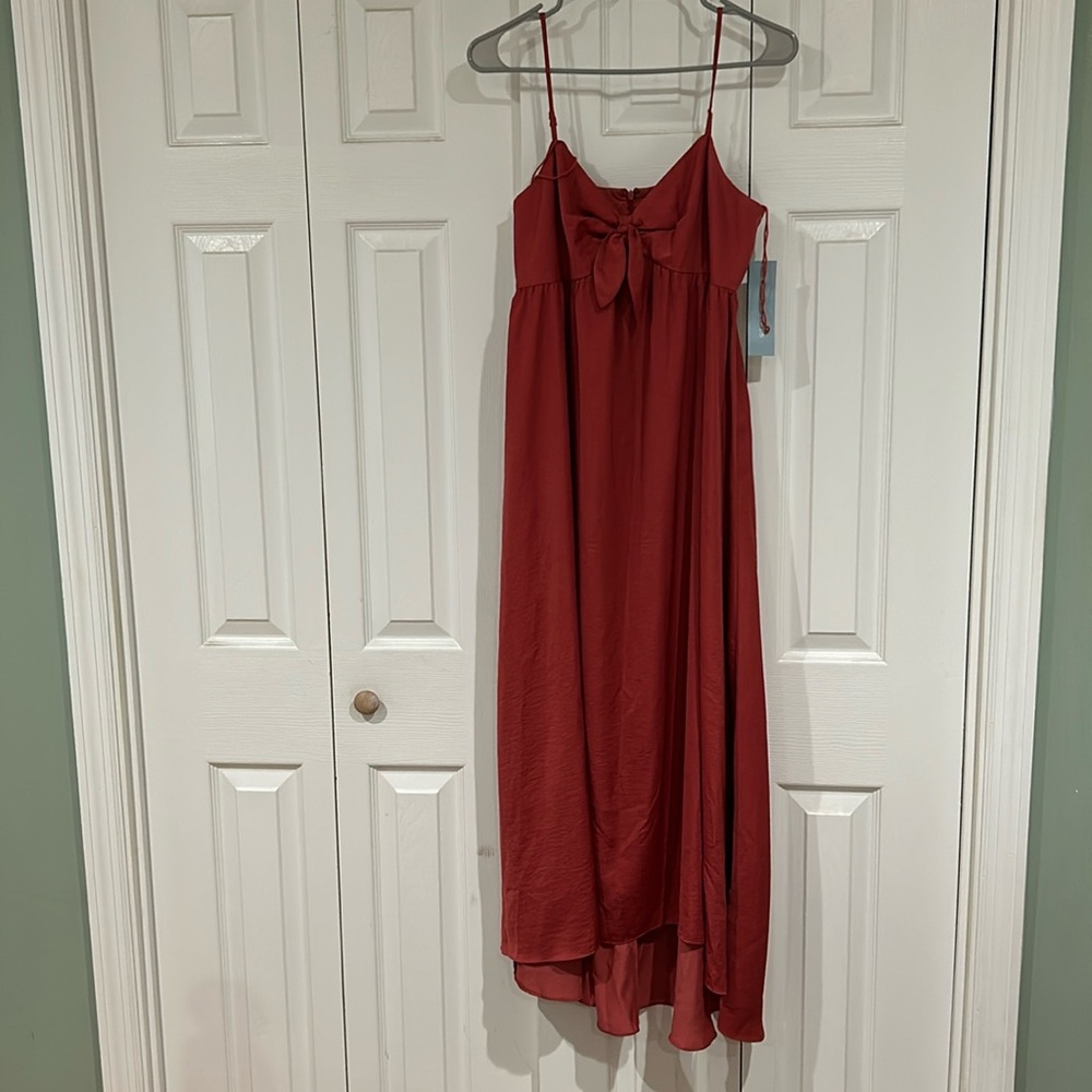 Rust colored maxi dress woman 8 adjustable strap